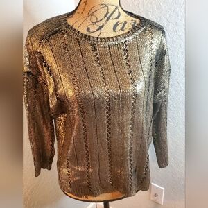 Ellen Tracy Gold Metallic Knit Women's sweater